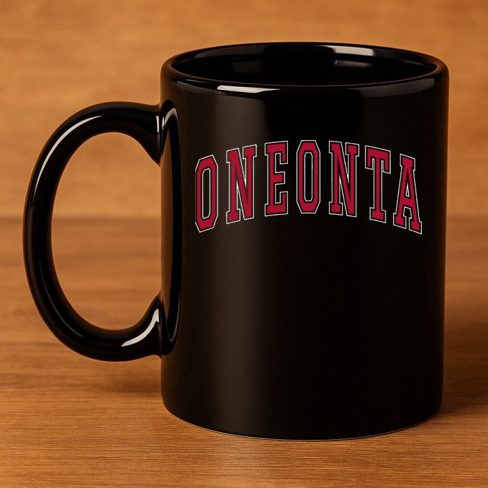 Oneonta New York Souvenir College Style Red 11oz C Handle Ceramic Mug