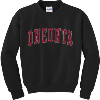Oneonta New York Souvenir College Style Red Kids Sweatshirt