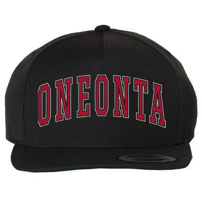 Oneonta New York Souvenir College Style Red Wool Snapback Cap