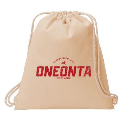 Oneonta New York Ny Vintage Athletic Red Sports Drawstring Bag