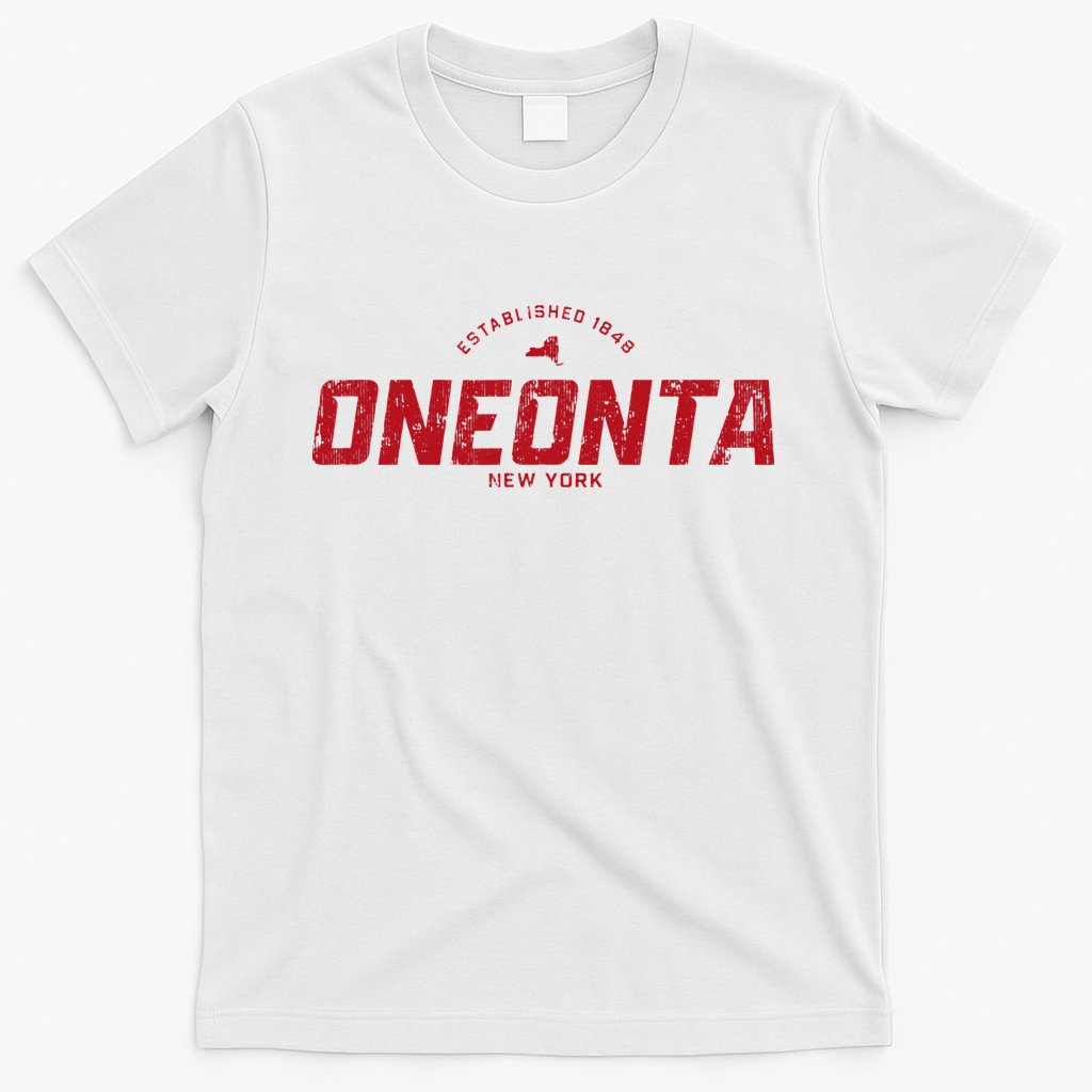 Oneonta New York Ny Vintage Athletic Red Sports T-Shirt