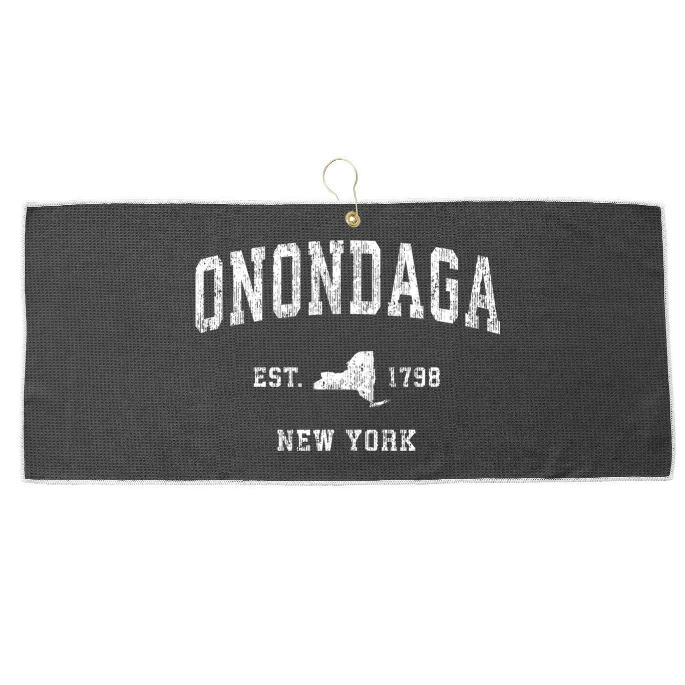 Onondaga New York Ny Vintage Athletic Sports Large Microfiber Waffle Golf Towel