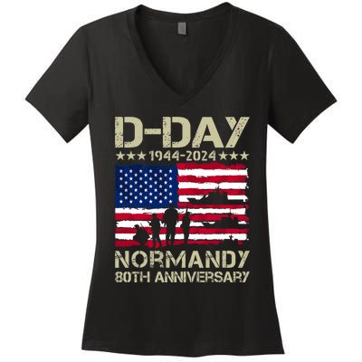 Operation Overlord 1944 Dday 2024 80th Anniversary Normandy Women's V-Neck T-Shirt