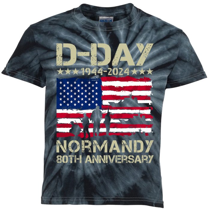 Operation Overlord 1944 Dday 2024 80th Anniversary Normandy Kids Tie-Dye T-Shirt