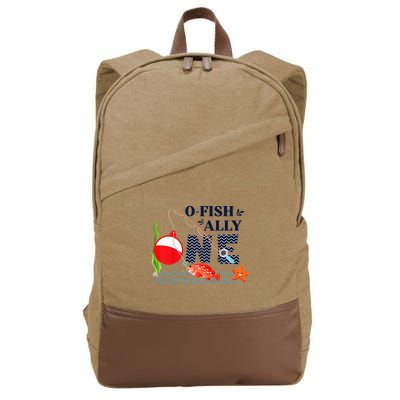 o-Fish-Ally One 1st First Birthday Party Outfit Fishing  Cotton Canvas Backpack