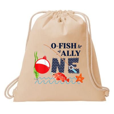 o-Fish-Ally One 1st First Birthday Party Outfit Fishing  Drawstring Bag