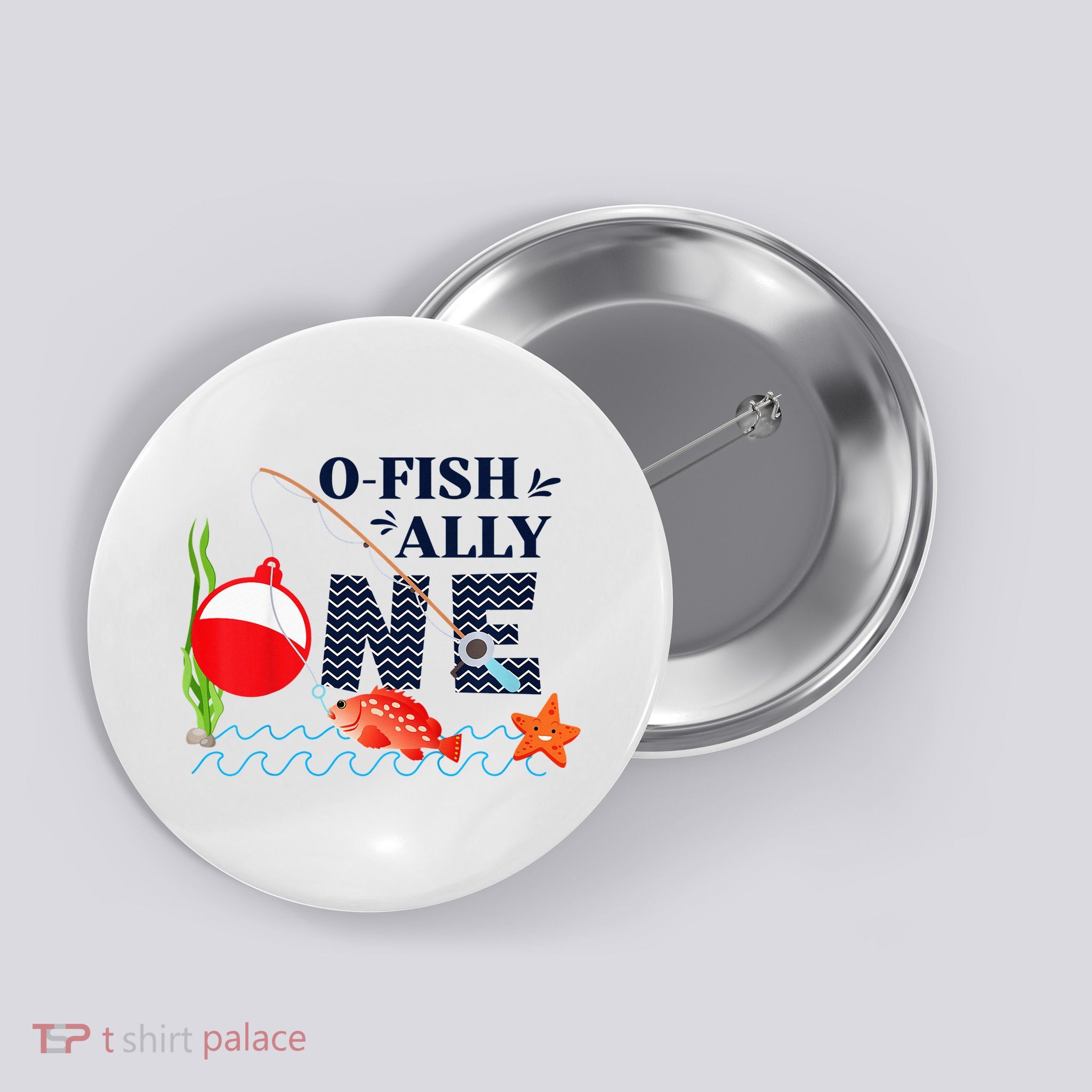 o-Fish-Ally One 1st First Birthday Party Outfit Fishing  Button