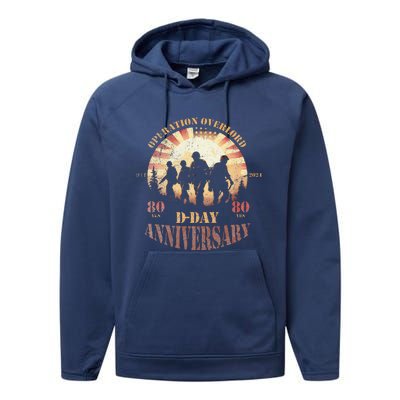 Operation Overlord 1944 Dday 2024 80th Anniversary Performance Fleece Hoodie