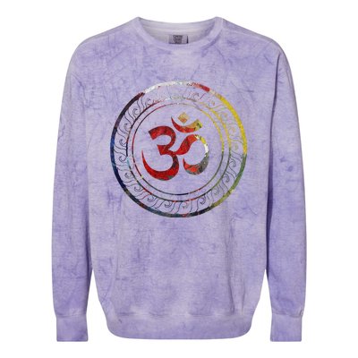 Om Ohm Aum Symbol Spiritual Yoga Gift  Colorblast Crewneck Sweatshirt