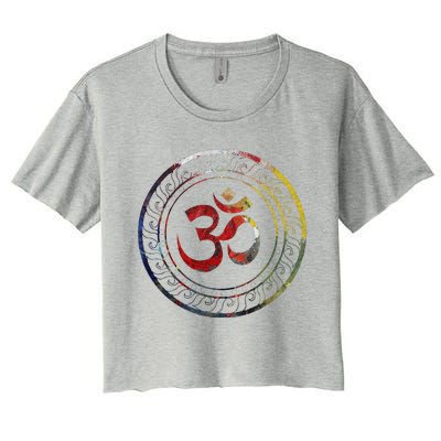 Om Ohm Aum Symbol Spiritual Yoga Gift  Women's Crop Top Tee