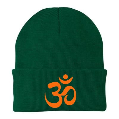 Om Omkar Aum Symbol Orange Graphic Spiritual Yoga Meditation Knit Cap Winter Beanie