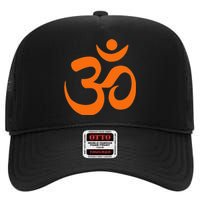 Om Omkar Aum Symbol Orange Graphic Spiritual Yoga Meditation High Crown Mesh Back Trucker Hat