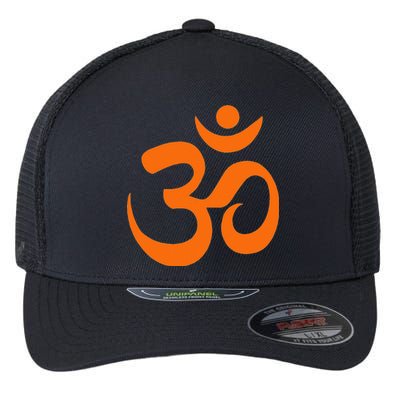 Om Omkar Aum Symbol Orange Graphic Spiritual Yoga Meditation Flexfit Unipanel Trucker Cap