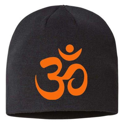 Om Omkar Aum Symbol Orange Graphic Spiritual Yoga Meditation Sustainable Beanie