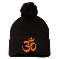 Om Omkar Aum Symbol Orange Graphic Spiritual Yoga Meditation Pom Pom 12in Knit Beanie