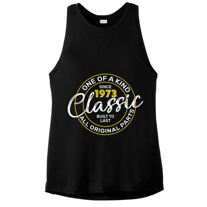 One Of A Kind Since 1973 Classic 50th Birthday Ladies PosiCharge Tri-Blend Wicking Tank