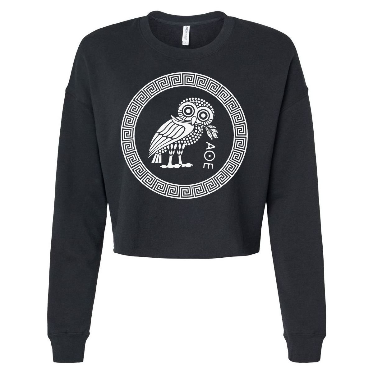 Owl of Athena funny saying quotes Cropped Pullover Crew