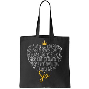 One of a Kind No Category Six Queens Lettered Heart Tote Bag