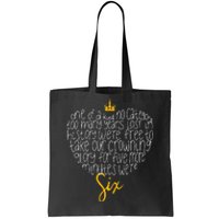 One of a Kind No Category Six Queens Lettered Heart Tote Bag