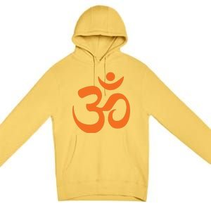 Om Omkar Aum Symbol Orange Graphic Spiritual Yoga Meditation Premium Pullover Hoodie