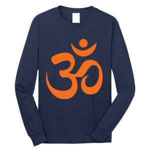 Om Omkar Aum Symbol Orange Graphic Spiritual Yoga Meditation Long Sleeve Shirt