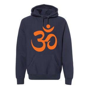 Om Omkar Aum Symbol Orange Graphic Spiritual Yoga Meditation Premium Hoodie