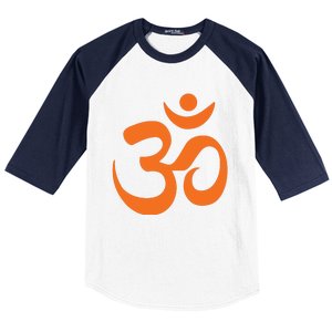 Om Omkar Aum Symbol Orange Graphic Spiritual Yoga Meditation Baseball Sleeve Shirt