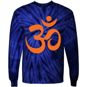 Om Omkar Aum Symbol Orange Graphic Spiritual Yoga Meditation Tie-Dye Long Sleeve Shirt