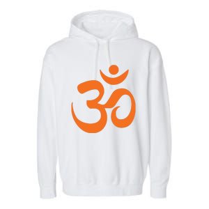 Om Omkar Aum Symbol Orange Graphic Spiritual Yoga Meditation Garment-Dyed Fleece Hoodie