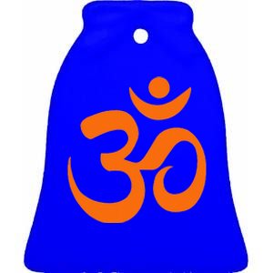 Om Omkar Aum Symbol Orange Graphic Spiritual Yoga Meditation  Ceramic Bell Ornament