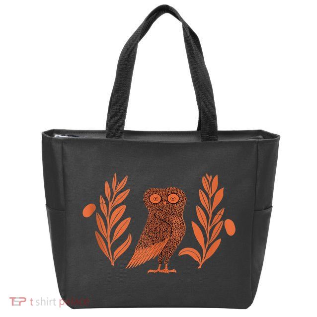Owl Of Athena Zip Tote Bag