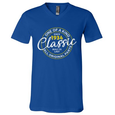 One Of A Kind Since 1934 Classic 90th Birthday V-Neck T-Shirt