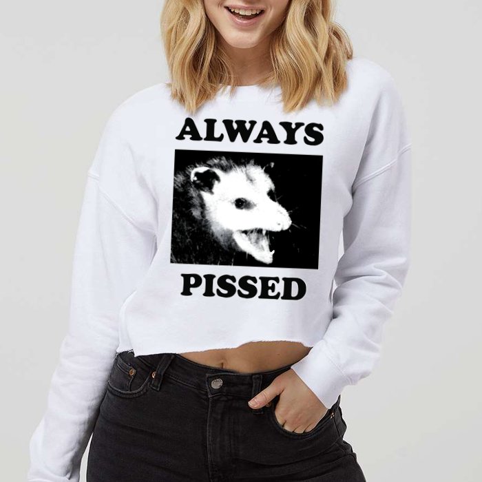 Opossum Opossum Always Pissed Cropped Pullover Crew