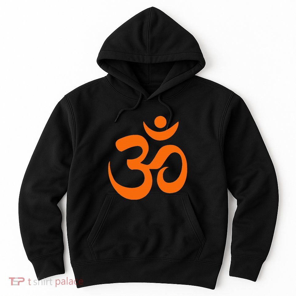 Om Omkar Aum Symbol Orange Graphic Spiritual Yoga Meditation Hoodie