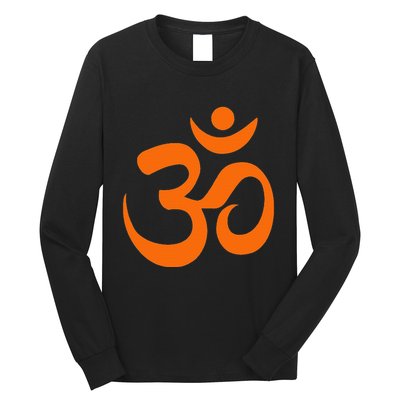 Om Omkar Aum Symbol Orange Graphic Spiritual Yoga Meditation Long Sleeve Shirt