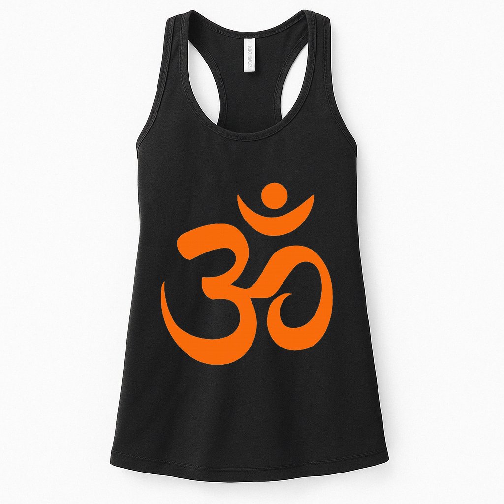 Om Omkar Aum Symbol Orange Graphic Spiritual Yoga Meditation Womens Tank Top