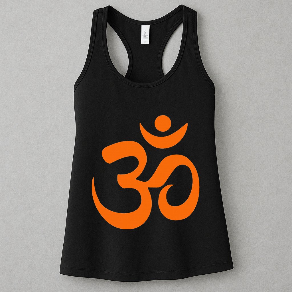 Om Omkar Aum Symbol Orange Graphic Spiritual Yoga Meditation Womens Tank Top