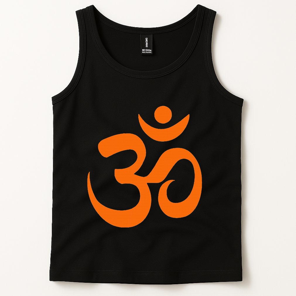 Om Omkar Aum Symbol Orange Graphic Spiritual Yoga Meditation Tank Top