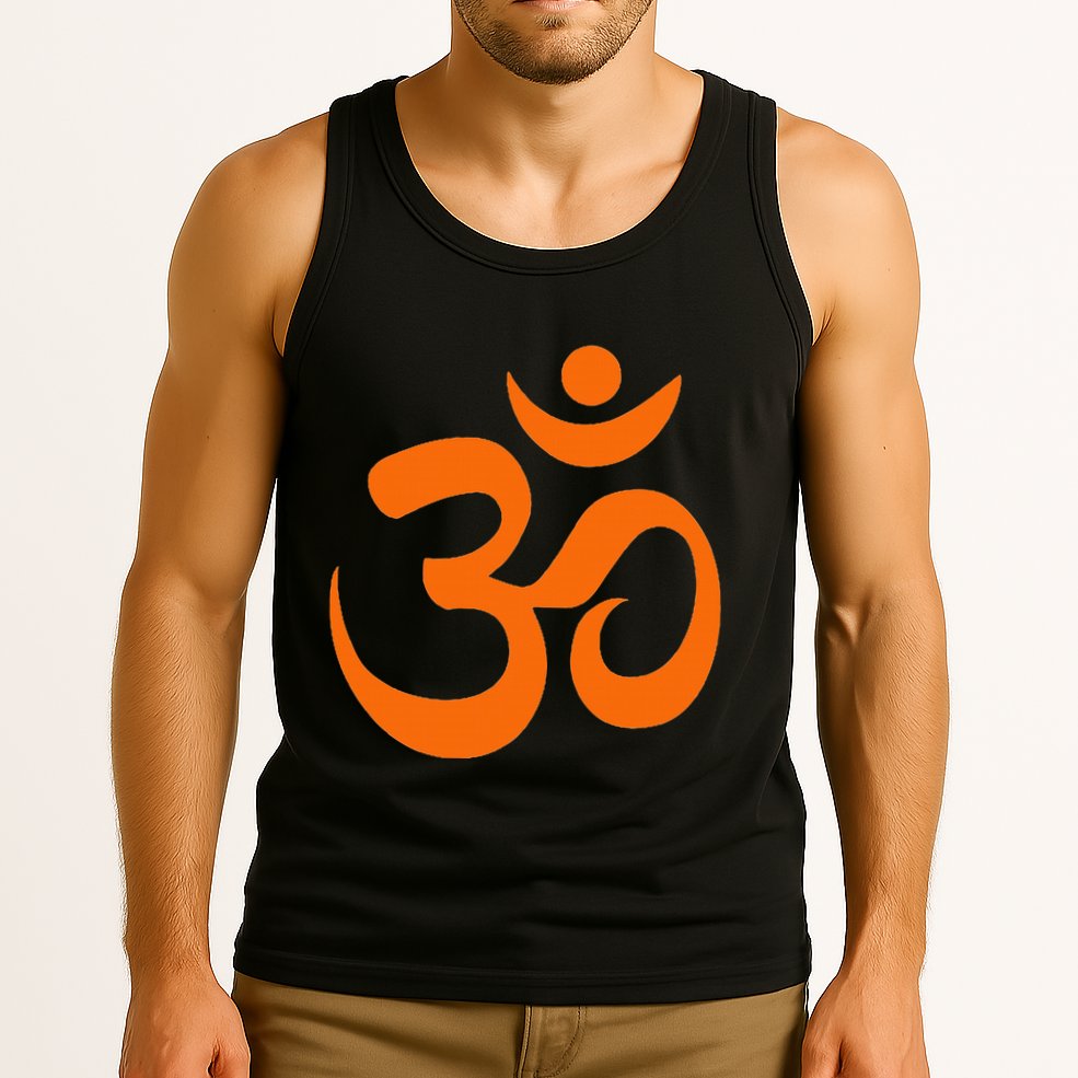 Om Omkar Aum Symbol Orange Graphic Spiritual Yoga Meditation Tank Top