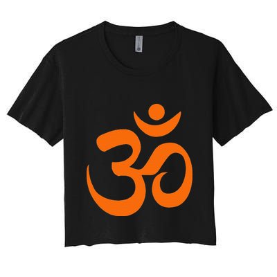 Om Omkar Aum Symbol Orange Graphic Spiritual Yoga Meditation Crop Top