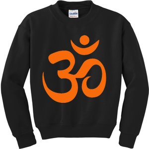 Om Omkar Aum Symbol Orange Graphic Spiritual Yoga Meditation Kids Sweatshirt