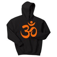 Om Omkar Aum Symbol Orange Graphic Spiritual Yoga Meditation Kids Hoodie