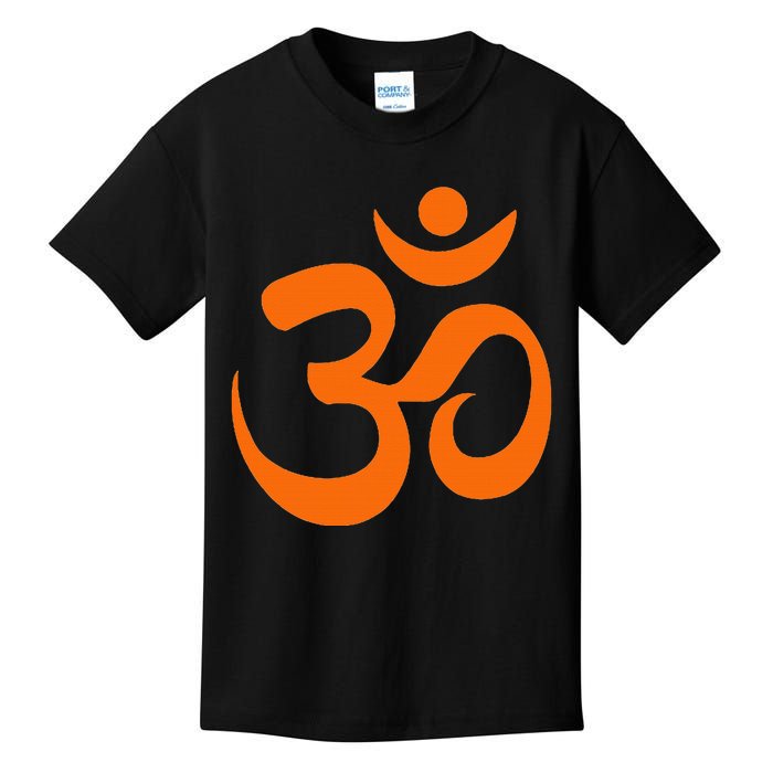 Om Omkar Aum Symbol Orange Graphic Spiritual Yoga Meditation Kids T-Shirt