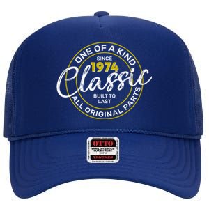 One Of A Kind Since 1974 Classic 50th Birthday High Crown Mesh Back Trucker Hat