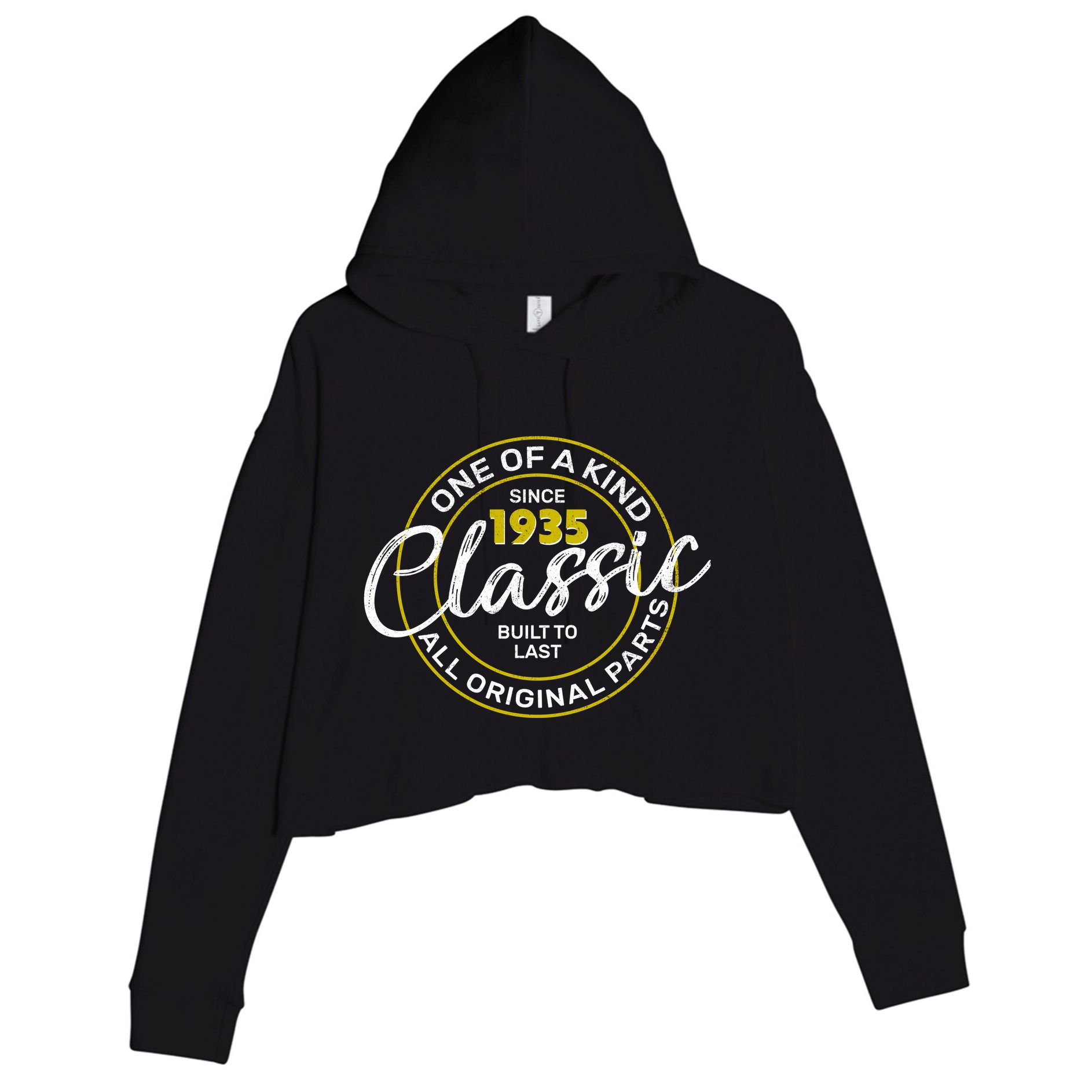 One Of A Kind Since 1935 Classic 90th Birthday Crop Fleece Hoodie