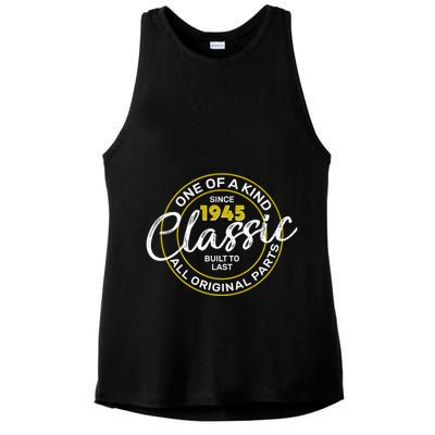 One Of A Kind Since 1945 Classic 80th Birthday Ladies PosiCharge Tri-Blend Wicking Tank