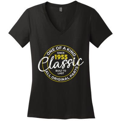 One Of A Kind Since 1955 Classic 70th Birthday Women's V-Neck T-Shirt
