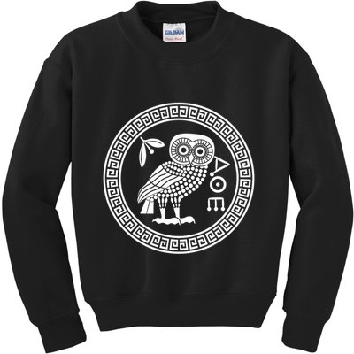 Owl Of Athena Ancient Greek Mythology Is AthenaS Owl Greece Kids Sweatshirt