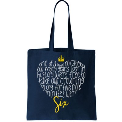 One Of A Kind No Category Six Queens Lettered Heart Tote Bag