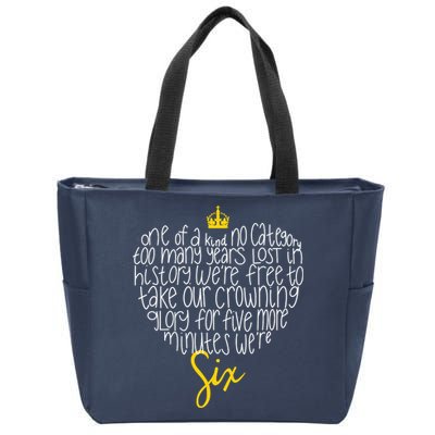 One Of A Kind No Category Six Queens Lettered Heart Zip Tote Bag